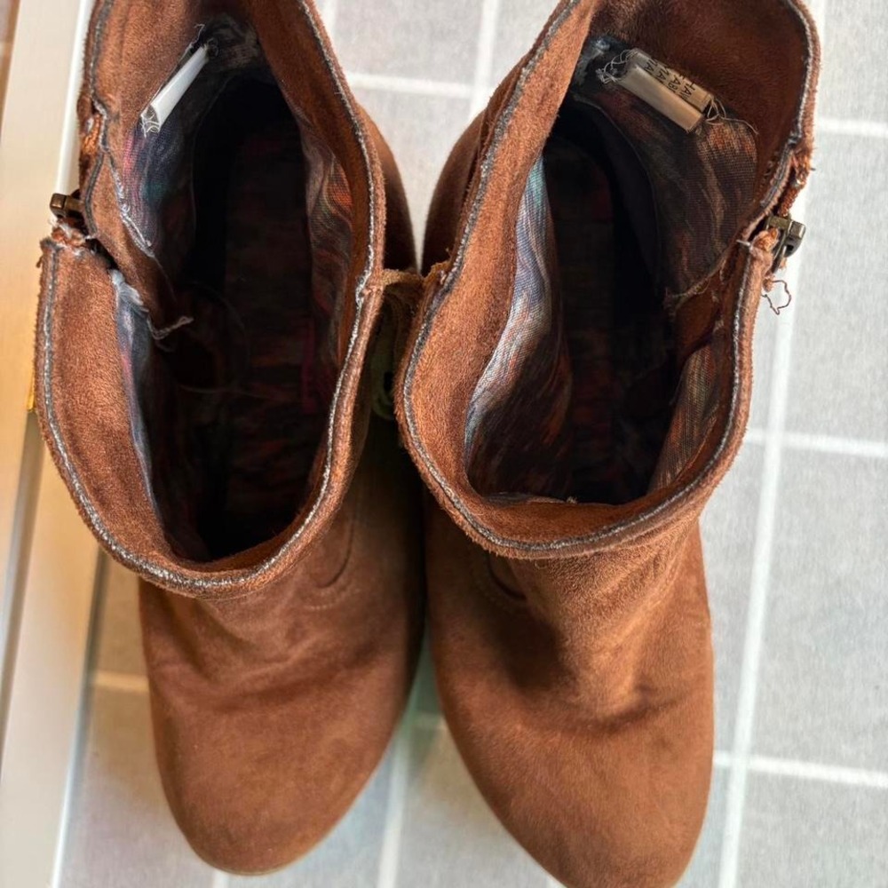 Westernwear Equestrian fringe Brown suede ankle boots booties w/ tassels siz 10 - Picture 5 of 7